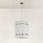 Product detail of Cloud White Twelve-Panel Marble Lantern Pendant against a neutral background