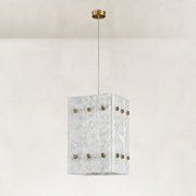 Product detail of Cloud White Twelve-Panel Marble Lantern Pendant against a neutral background