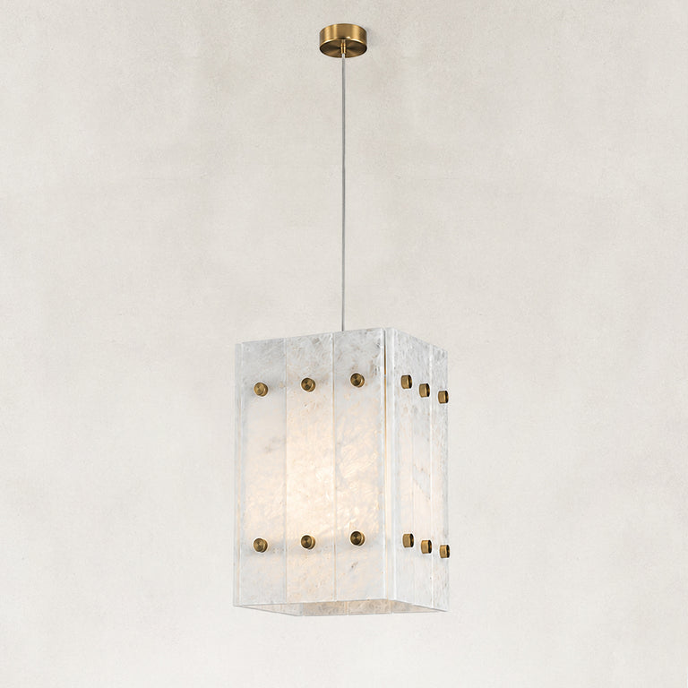 Cloud White Twelve-Panel Marble Lantern Pendant shown against a neutral background