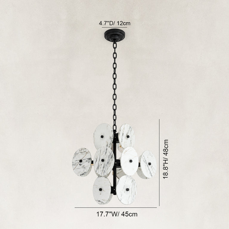 Dimension diagram for Clustered White Marble Disc Chandelier 23.6"