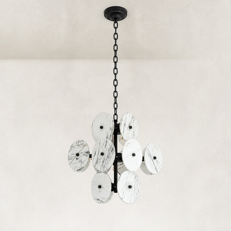 Product detail of Clustered White Marble Disc Chandelier 23.6" against a neutral background