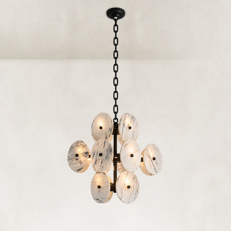 Clustered White Marble Disc Chandelier 23.6" shown in full against a neutral background