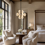 Clustered White Marble Disc Chandelier 23.6