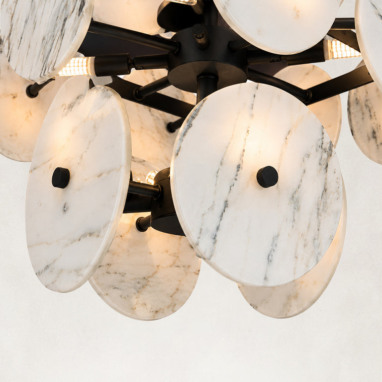 Product detail of Clustered White Marble Disc Chandelier 23.6" against a neutral background