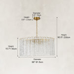 Eight-Light Glass Globe Chandelier 36" fixture dimensions