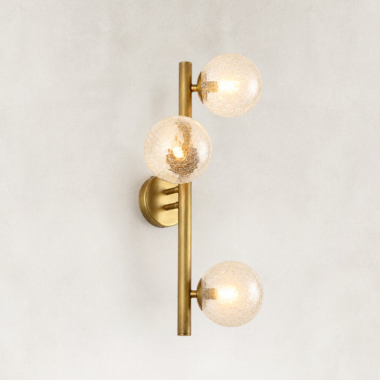 Brass-Tone Three-Globe Wall Sconce brass-tone fixture dimensions