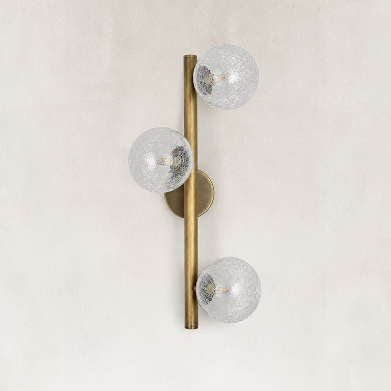 Brass-Tone Three-Globe Wall Sconce brass-tone complete fixture view