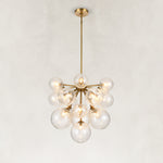 Nineteen-Light Glass Globe Chandelier 24" brass-tone complete fixture view