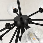 Nineteen-Light Glass Globe Chandelier 24" black fixture detail