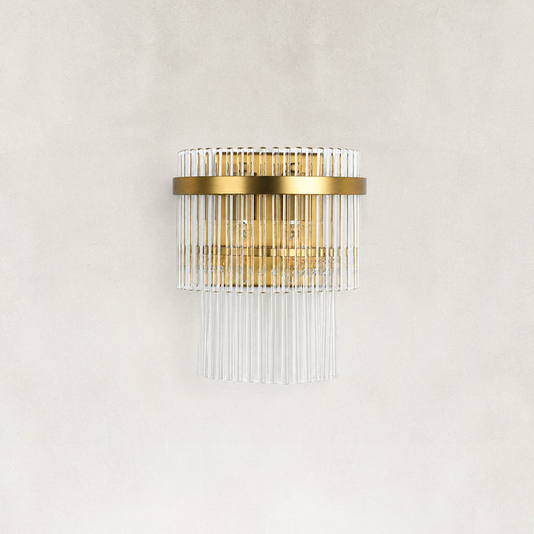 Semicircular Two-Light Glass Wall Sconce complete fixture view