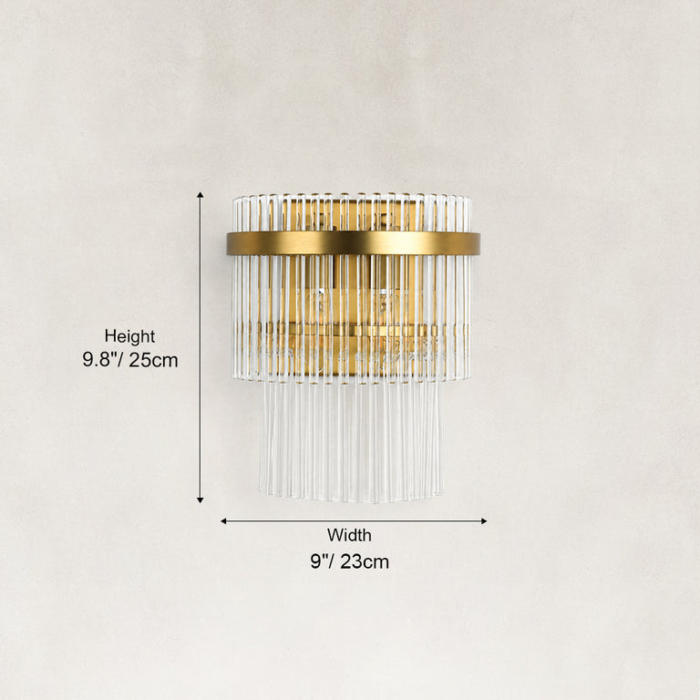 Semicircular Two-Light Glass Wall Sconce fixture dimensions