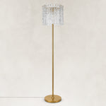 Three-Light Glass Floor Lamp 62" complete fixture view