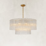 Fifteen-Light Glass Globe Chandelier 48" complete fixture view