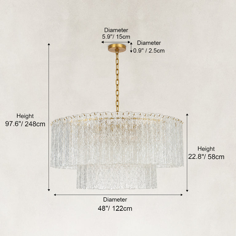 Fifteen-Light Glass Globe Chandelier 48" fixture dimensions