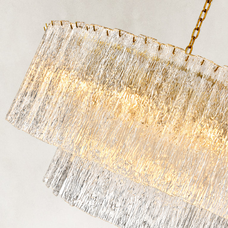 Fifteen-Light Glass Globe Chandelier 48" fixture detail
