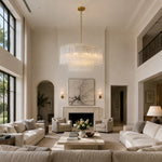 Fifteen-Light Glass Globe Chandelier 48" room scene