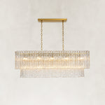 Fifteen-Light Linear Glass Chandelier 54" complete fixture view