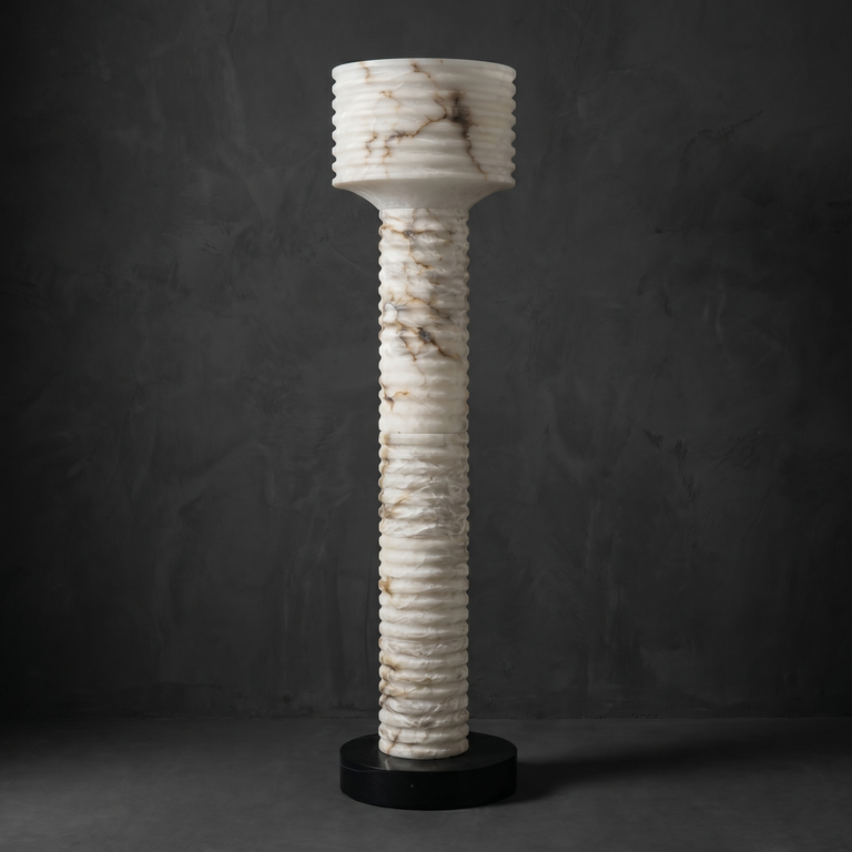Colonna Ribbed Column Floor Lamp by Dalmivik, complete fixture view