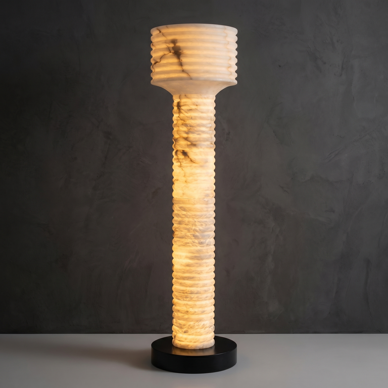 Colonna Ribbed Column Floor Lamp by Dalmivik, complete fixture view