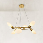 Compact Dandelion Glass Ring Chandelier in Brushed titanium gold - complete fixture