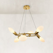 Compact Dandelion Glass Ring Chandelier in Brushed titanium gold - complete fixture