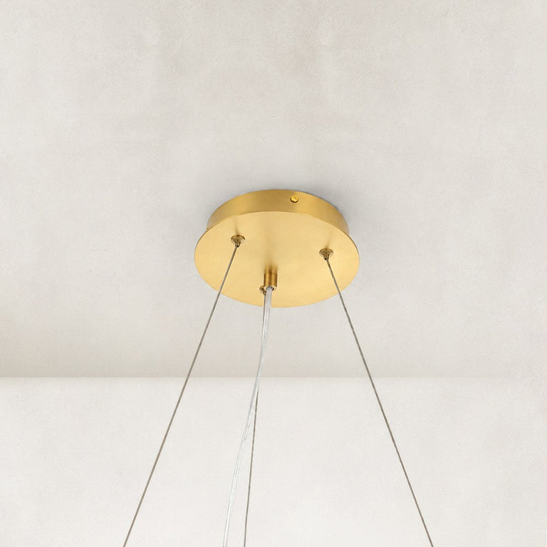 Compact Dandelion Glass Ring Chandelier in Brushed titanium gold - material detail