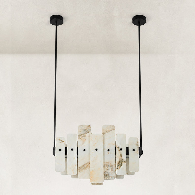 Product detail of Compact Petal Marble Chandelier 27.6" against a neutral background