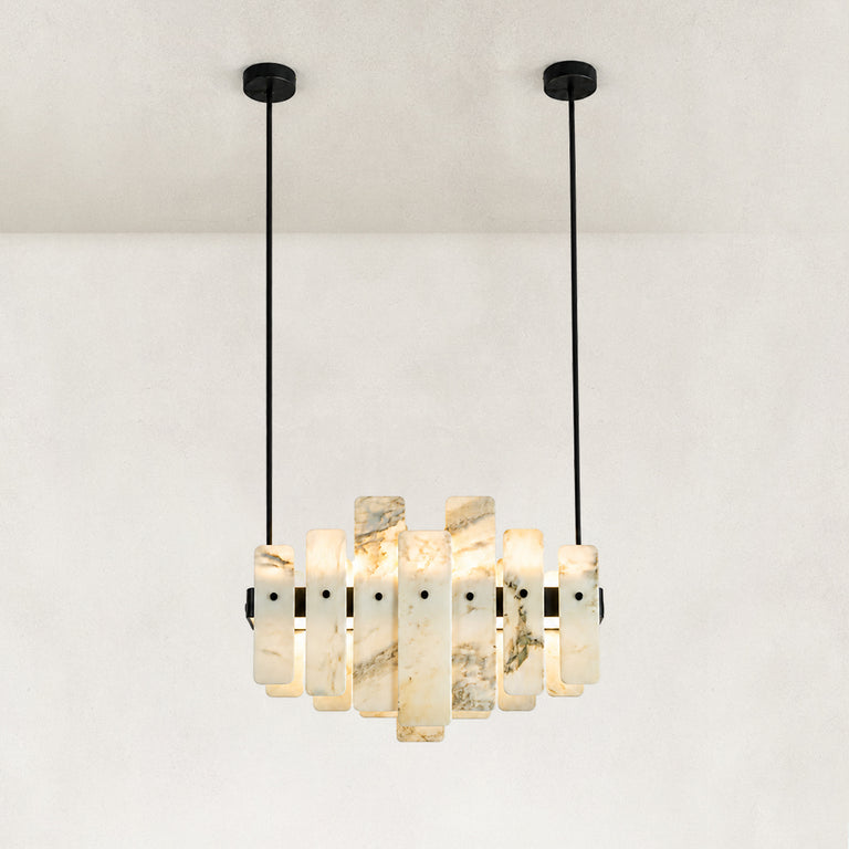 Compact Petal Marble Chandelier 27.6" shown in full against a neutral background