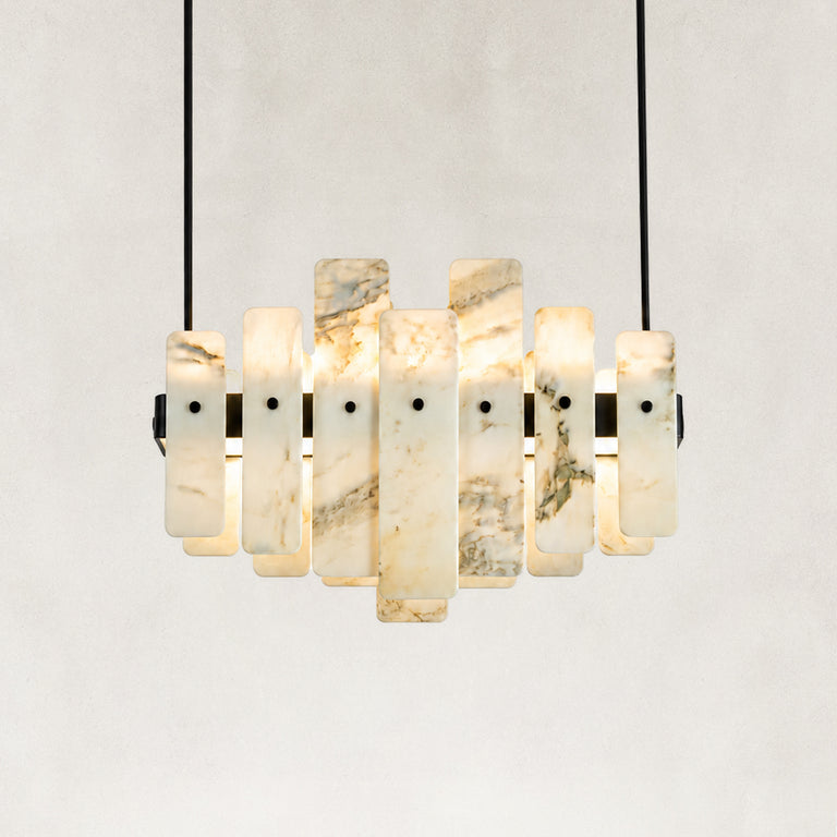 Product detail of Compact Petal Marble Chandelier 27.6" against a neutral background