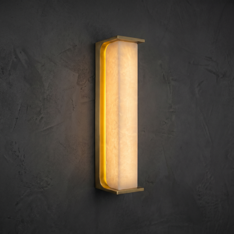 Cornice Modern Alabaster Sconce by Dalmivik, complete fixture view