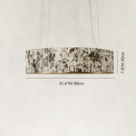 Dimension diagram for Cream Veined Panel Drum Chandelier 31.5