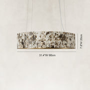 Dimension diagram for Cream Veined Panel Drum Chandelier 31.5