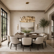 Cream Veined Panel Drum Chandelier 31.5