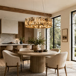 Cream Veined Panel Drum Chandelier 31.5