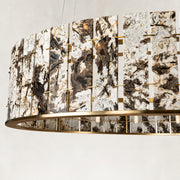 Product detail of Cream Veined Panel Drum Chandelier 31.5