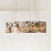 Cream Veined Panel Drum Chandelier 31.5