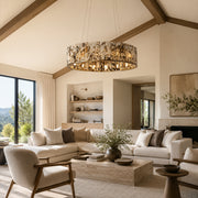 Cream Veined Panel Drum Chandelier 31.5