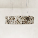 Cream Veined Panel Drum Chandelier 31.5