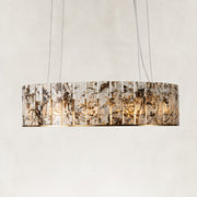 Product detail of Cream Veined Panel Drum Chandelier 31.5