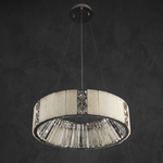 Cristallo Modern Alabaster Round Drum Chandelier by Dalmivik, complete fixture view