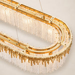 Inner frame and panel attachments of the elongated chandelier.