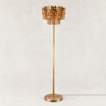 Amber crystal floor lamp with Brass-finish hardware, shown as a complete fixture