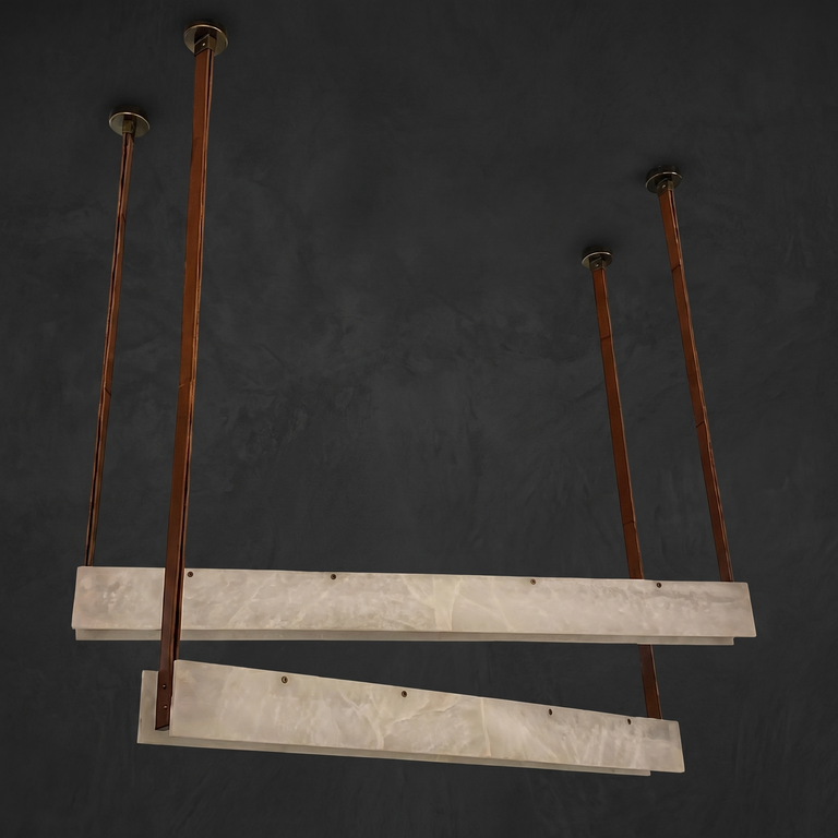 Lacora Modern Alabaster Linear Pendant Light by Dalmivik, complete fixture view
