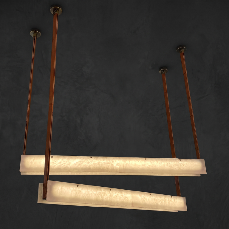 Lacora Modern Alabaster Linear Pendant Light by Dalmivik, complete fixture view
