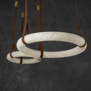Cuoio Ring Leather Pendant Light by Dalmivik, complete fixture view