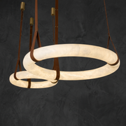 Cuoio Ring Leather Pendant Light by Dalmivik, complete fixture view