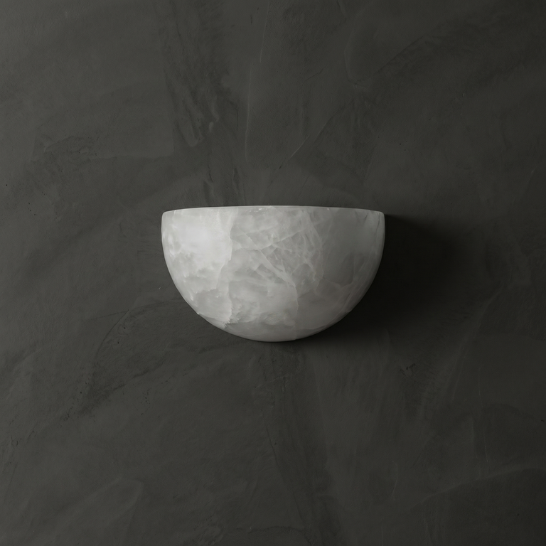 Greta Modern Alabaster Wall Sconce by Dalmivik, complete fixture view