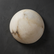 Greta Modern Alabaster Round Wall Sconce by Dalmivik, complete fixture view