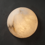Greta Modern Alabaster Round Wall Sconce by Dalmivik, complete fixture view