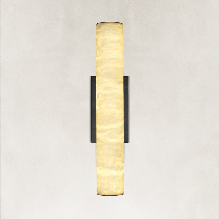 Alabaster Column Wall Sconce, 20 in in Black - complete fixture
